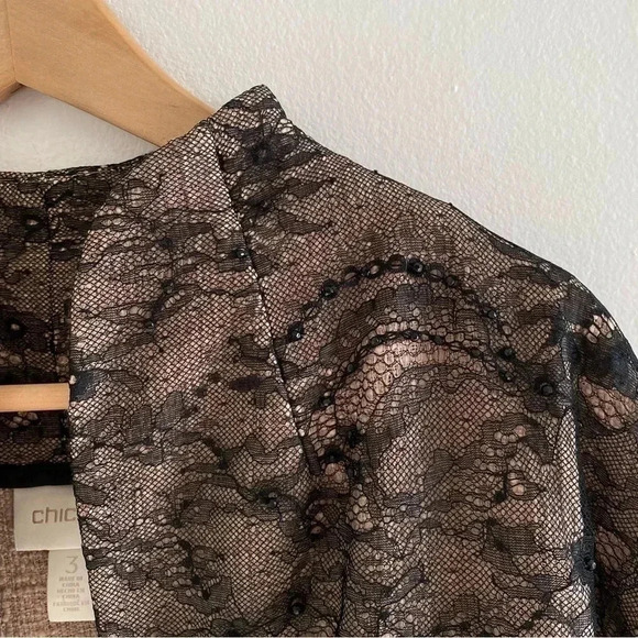 Chico's Lace-Embellished Jacket Sz 3 (16-18/XL) - Picture 4 of 13